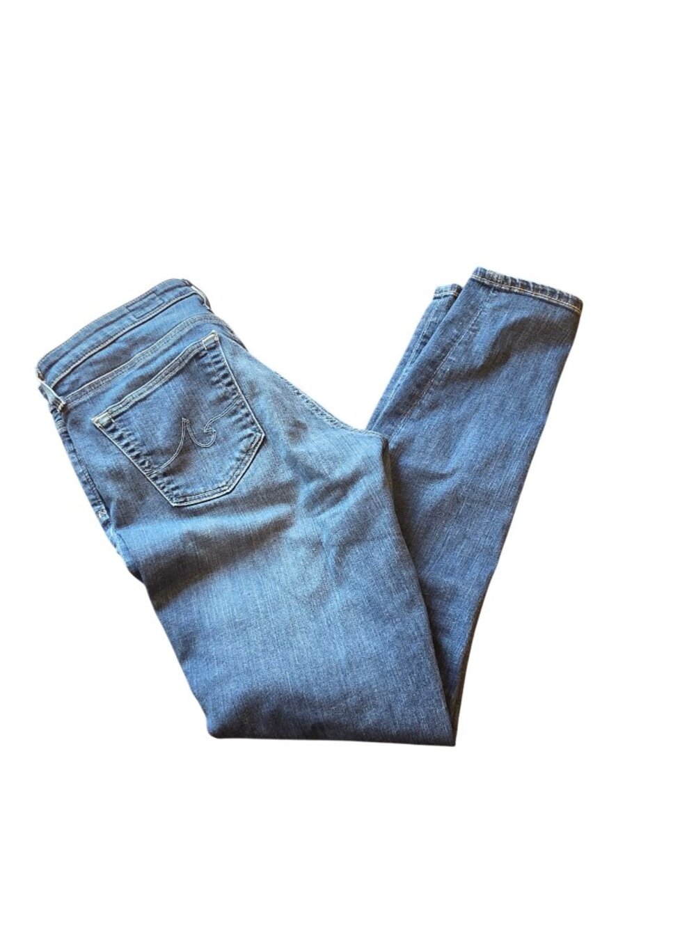 AG Adriano Goldschmied Legging Ankle Super Skinny Jeans Whiskered Mid Rise Sz 28